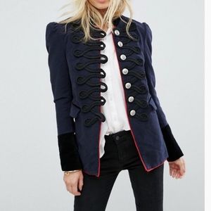 NWOT Free People Structured Military Jacket Navy